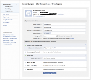 Facebook App verwalten