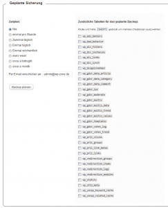 WP-DB-Backup - Einstellungen